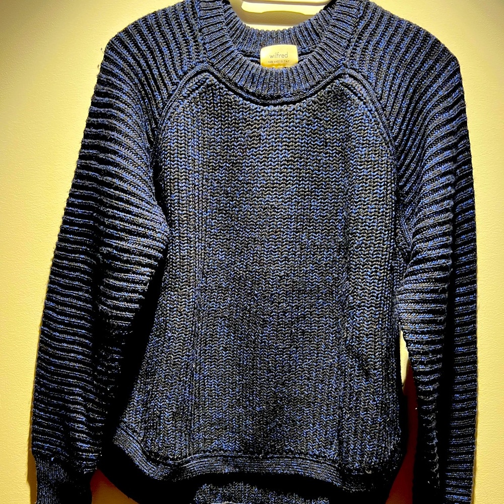 Wilfred 100% Merino Wool Navy Blue & Black Sweater